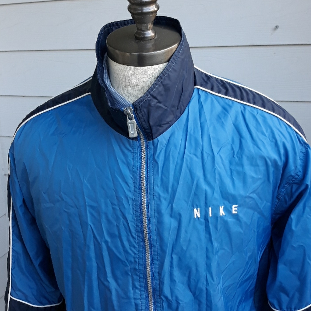 NIKE Blue Sz Large Mens Full Zip Windbreaker Jacket VINTAGE - Picture 2 of 8